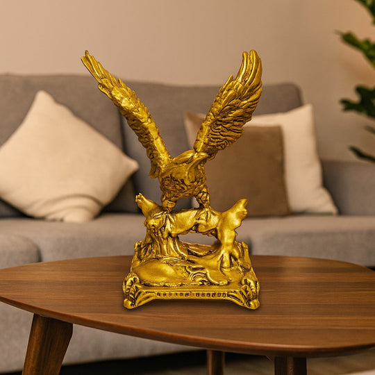 Golden Resin Eagle’s Majesty Sculpture