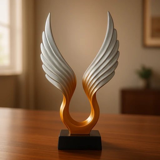 Twin Colours Spread Wings Nortic Statue on Black Base