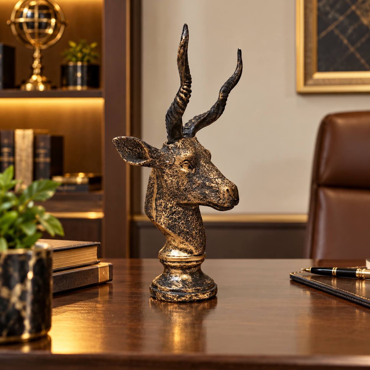 Antique Golden Statue of Deer (Markhor)