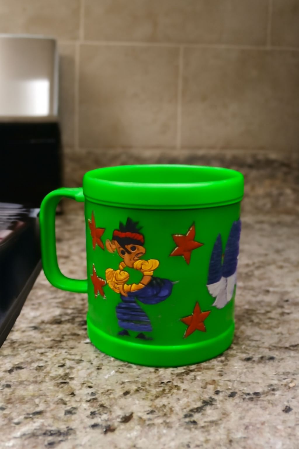 BEN10 Green 3D Rubber Print Embossed (Unbreakable) Plastic Mug for Milk/Juice