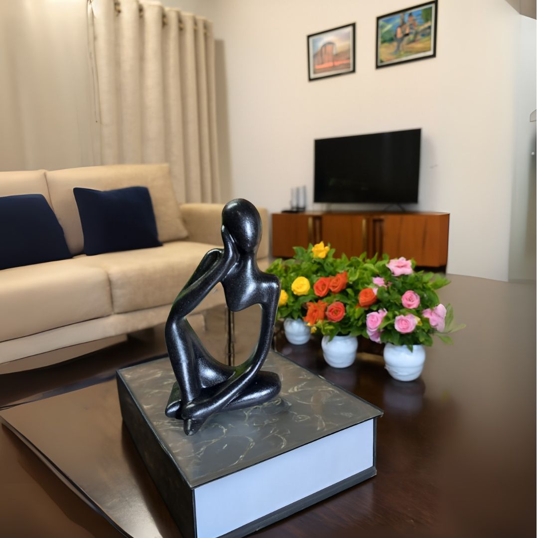Black Abstract Thinking Statue