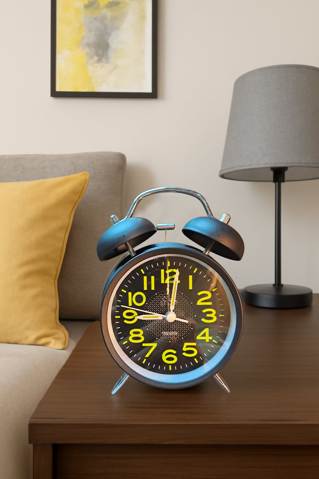 Black Metallic Vintage Mechanical Alarm Clock with Loud Alarm