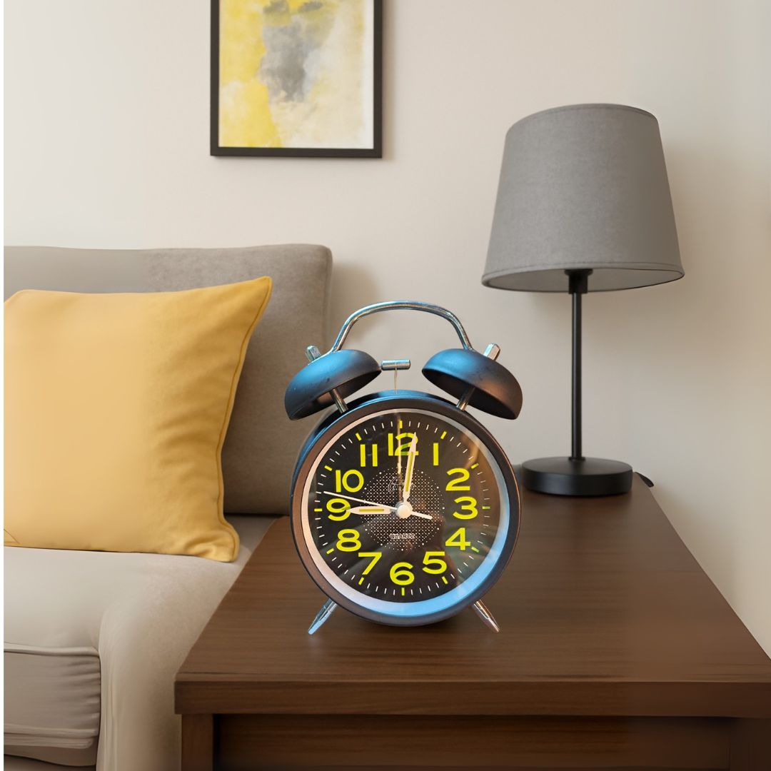 Black Metallic Vintage Mechanical Alarm Clock with Loud Alarm