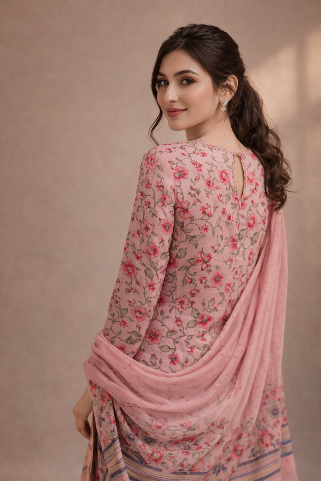3-Pcs Printed & Embroidered Lawn Suit (Stitched)