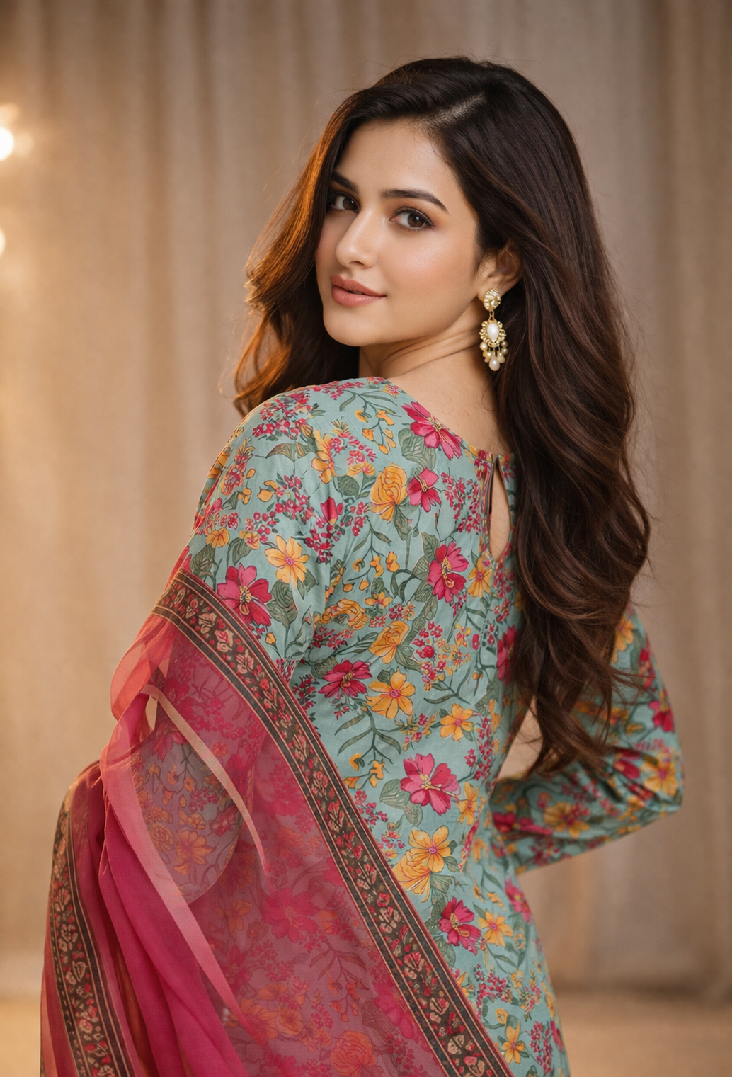 3-Pcs Printed & Embroidered Lawn Suit (Stitched)
