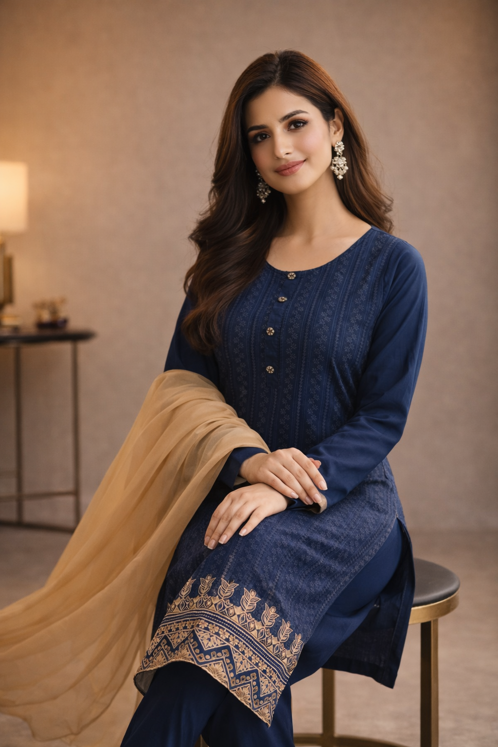3-Pcs Printed & Embroidered Lawn Suit (Stitched)