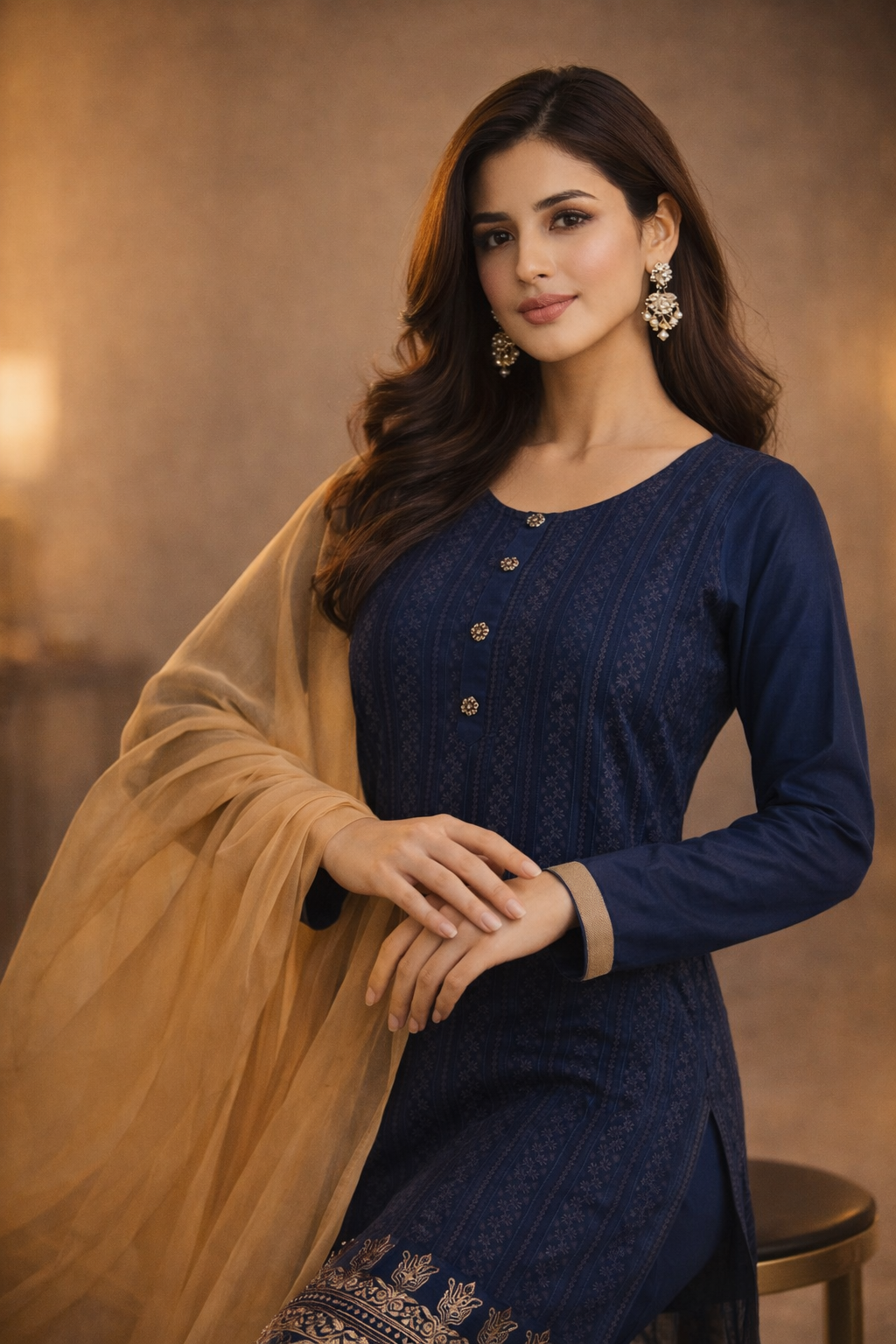 3-Pcs Printed & Embroidered Lawn Suit (Stitched)