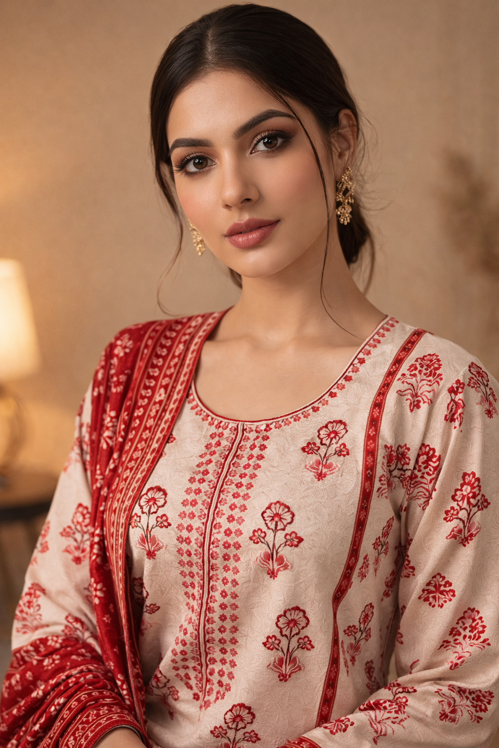 3-Pcs Printed & Embroidered Lawn Suit (Stitched)