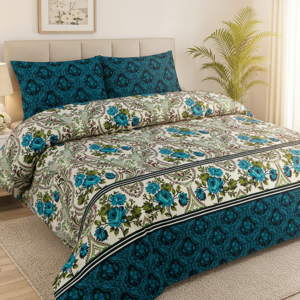 Classic Printed Bed Sheet Set – King Size