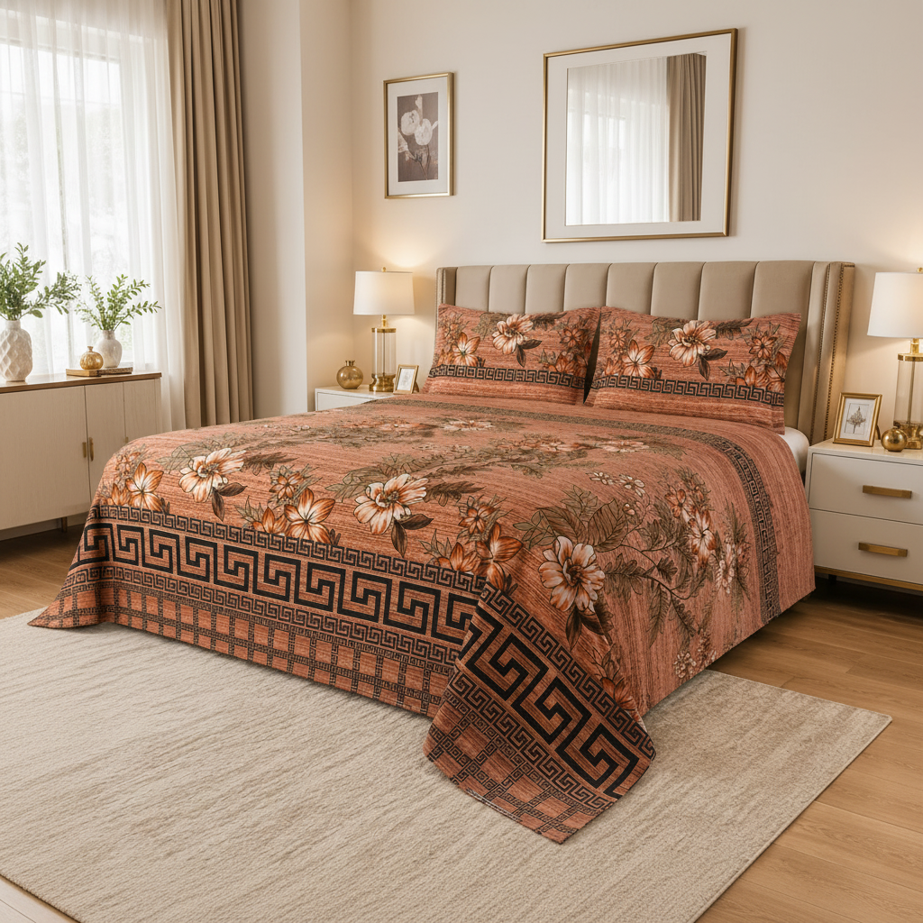 Classic Printed Bed Sheet Set – King Size