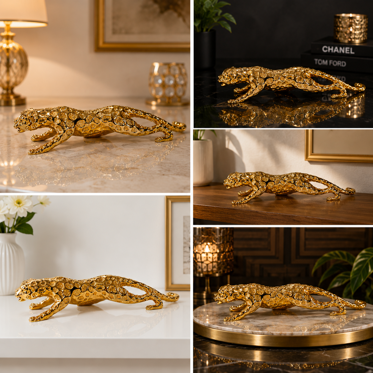 Golden Resin statue of Tiger