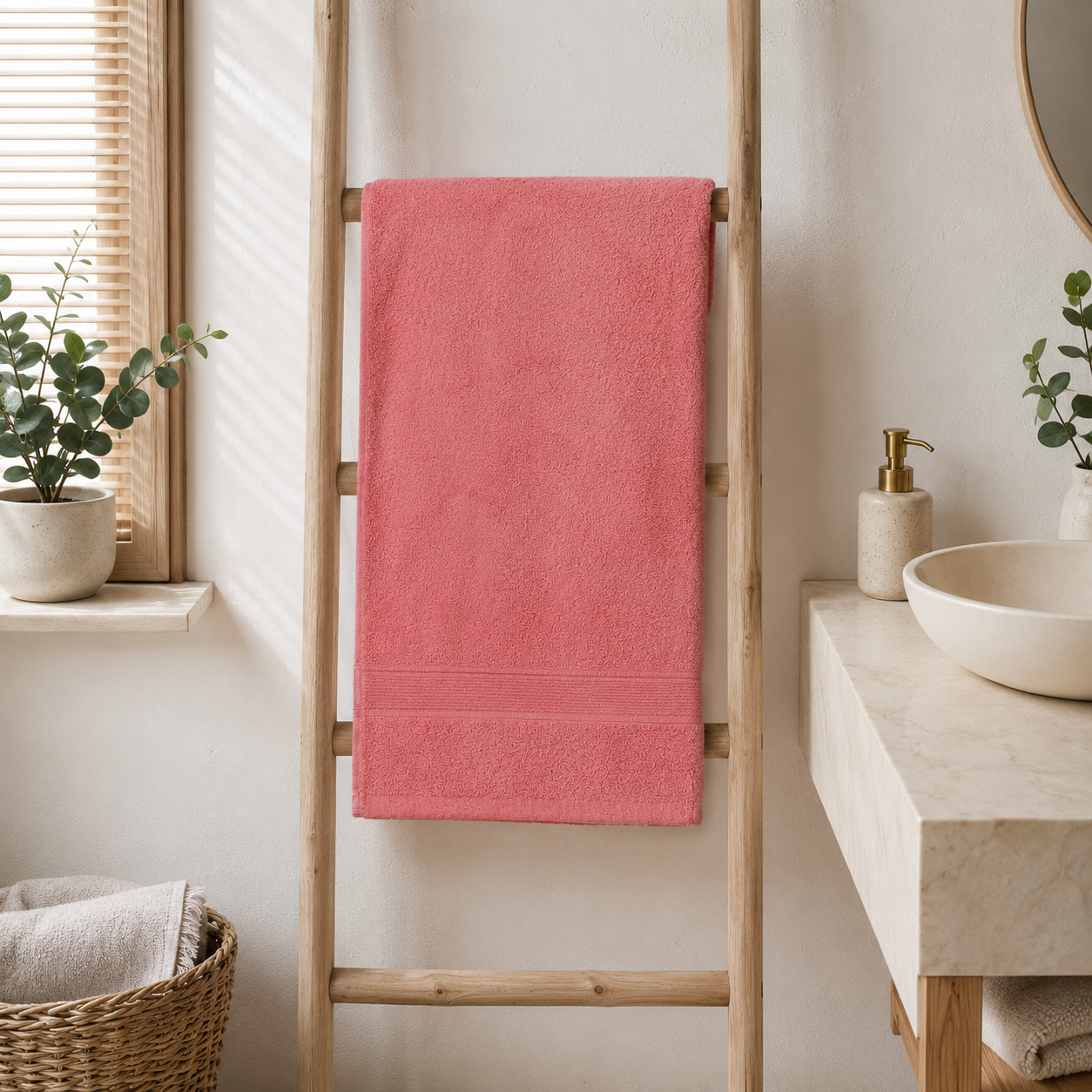 Premium Quality Dyed Bath Towel (Peach)