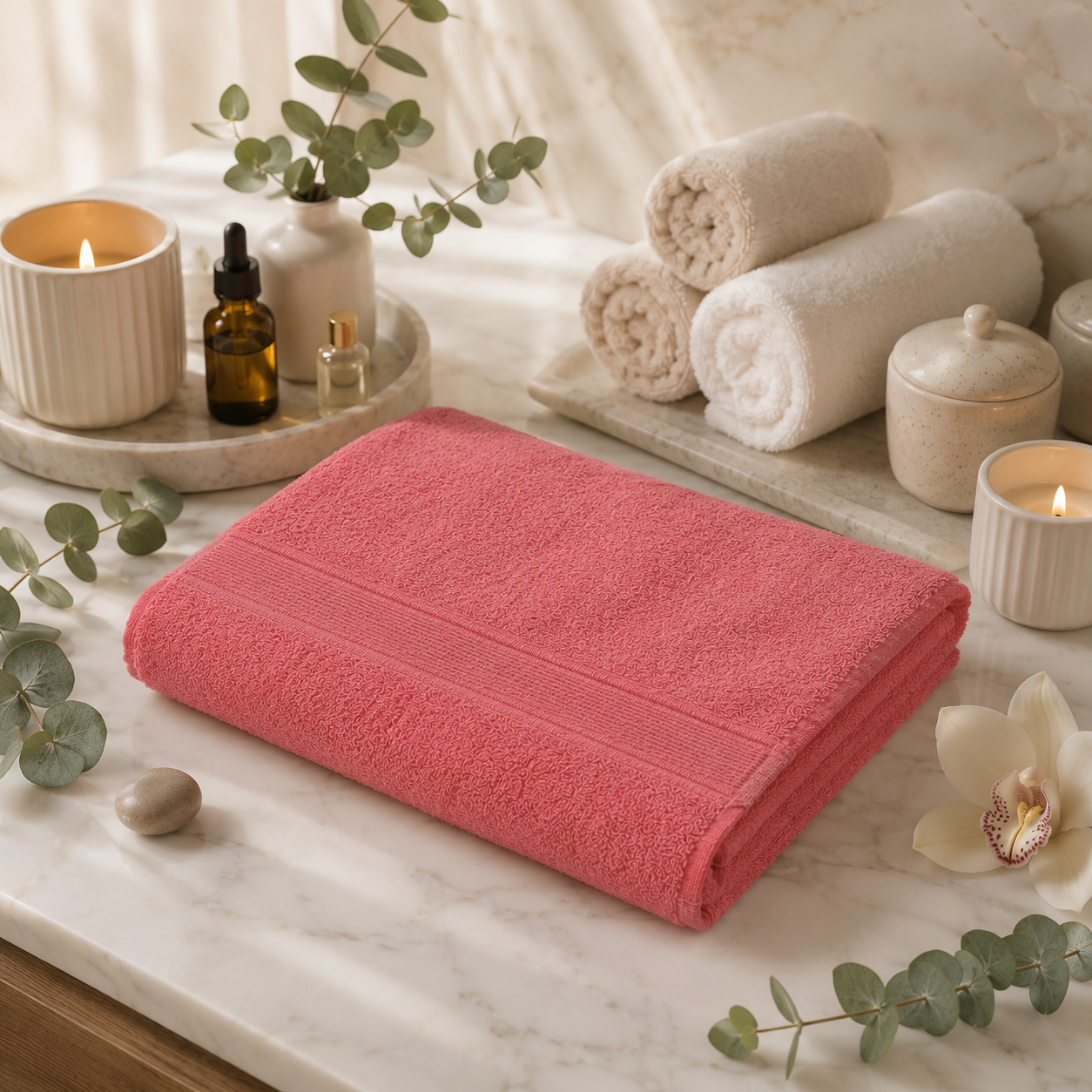 Premium Quality Dyed Bath Towel (Peach)