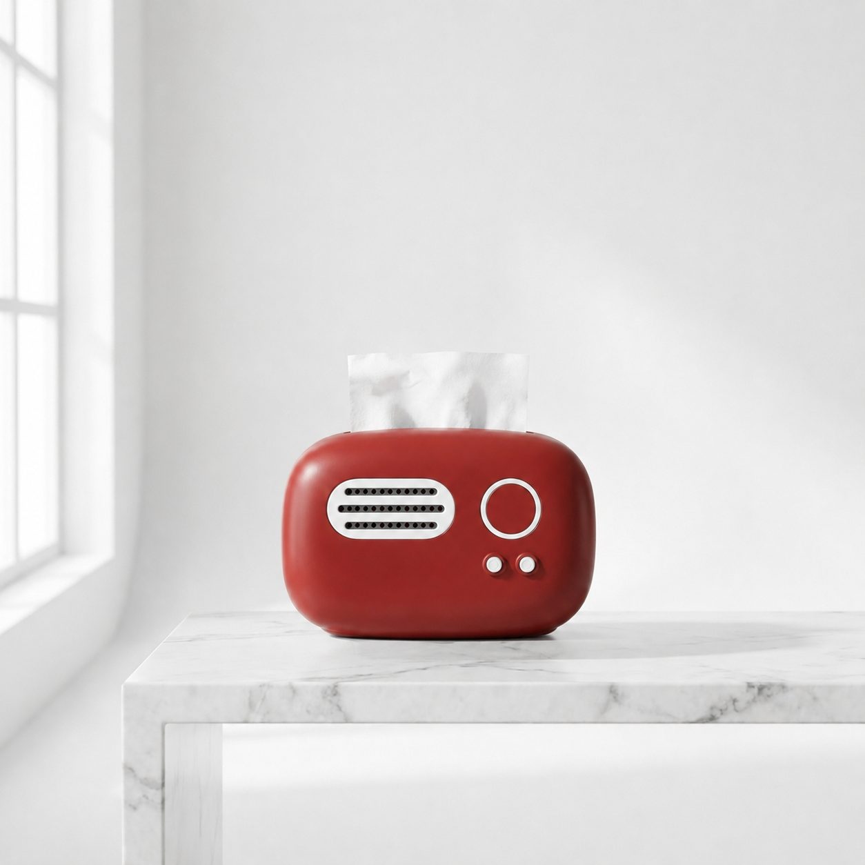 Wine Red Radio Shaped Tissue Box