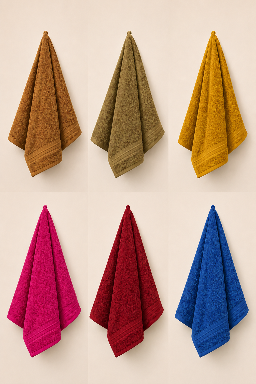 Pack of 2 Assorted Colors Bath Towels Set