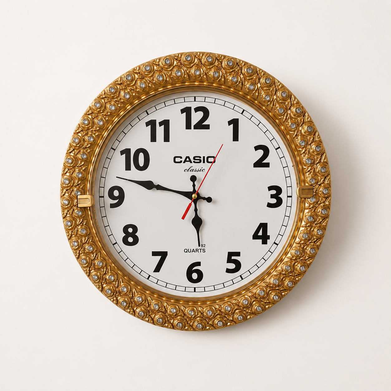 Golden Round Shape Wall Clock (Brand : CASIO)
