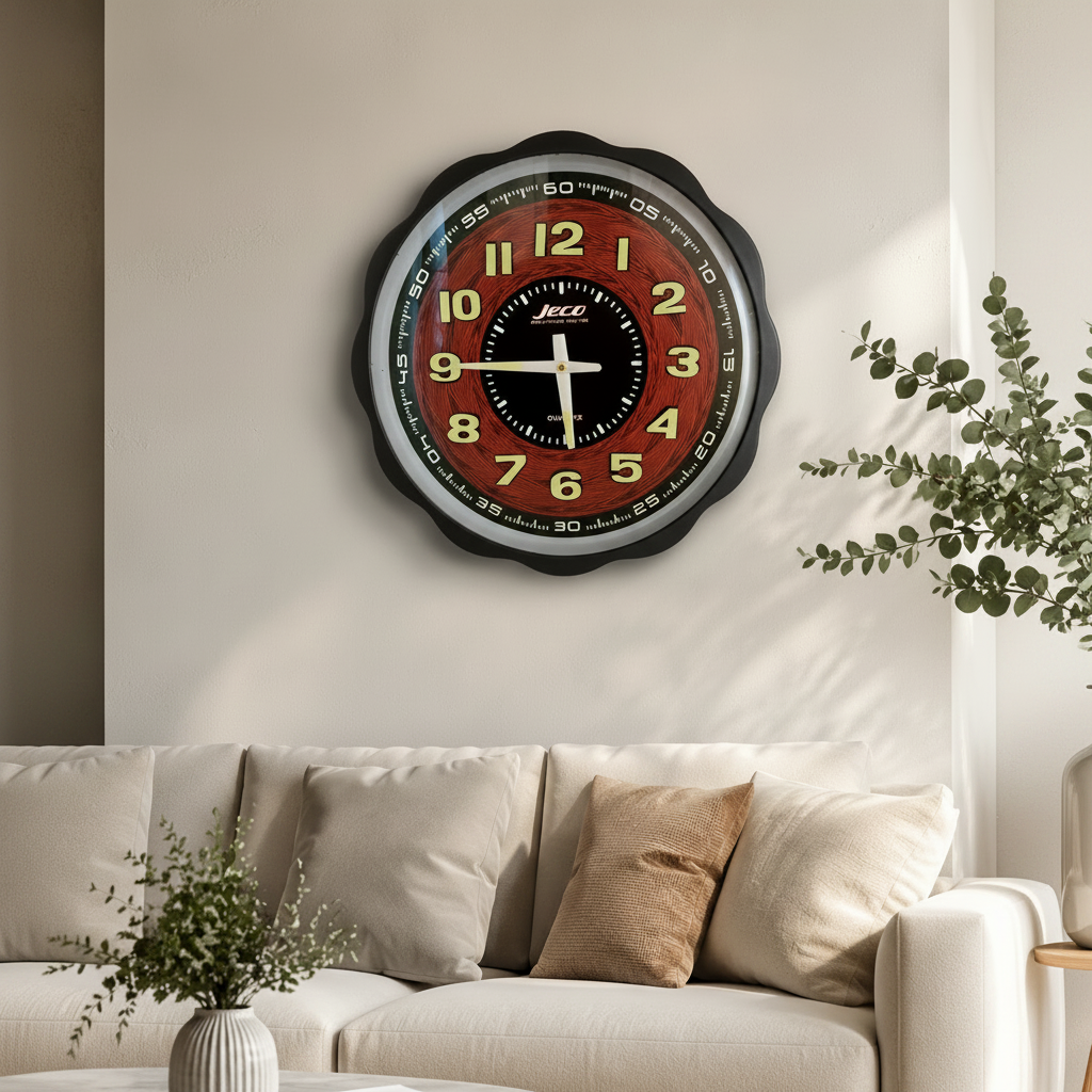 Black Round Shape Wall Clock (Brand : JECO)