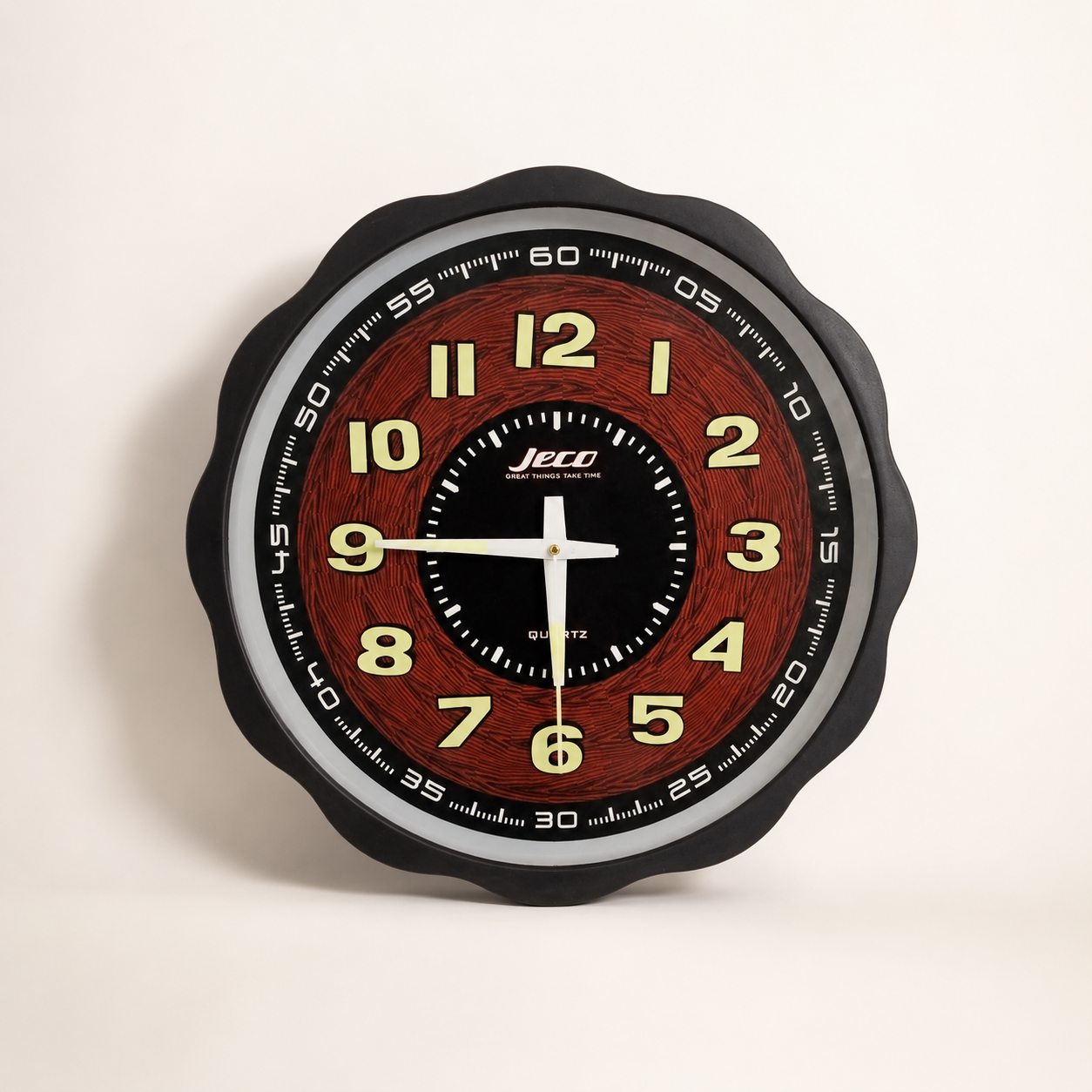Black Round Shape Wall Clock (Brand : JECO)