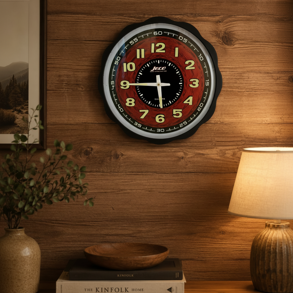 Black Round Shape Wall Clock (Brand : JECO)