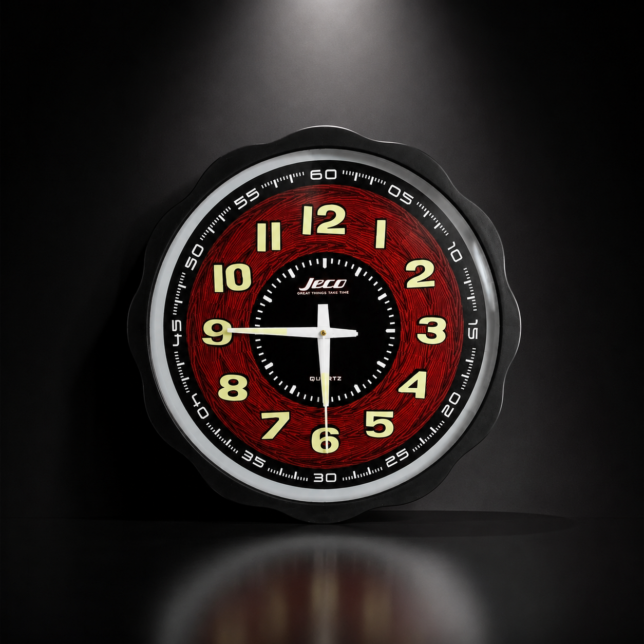 Black Round Shape Wall Clock (Brand : JECO)