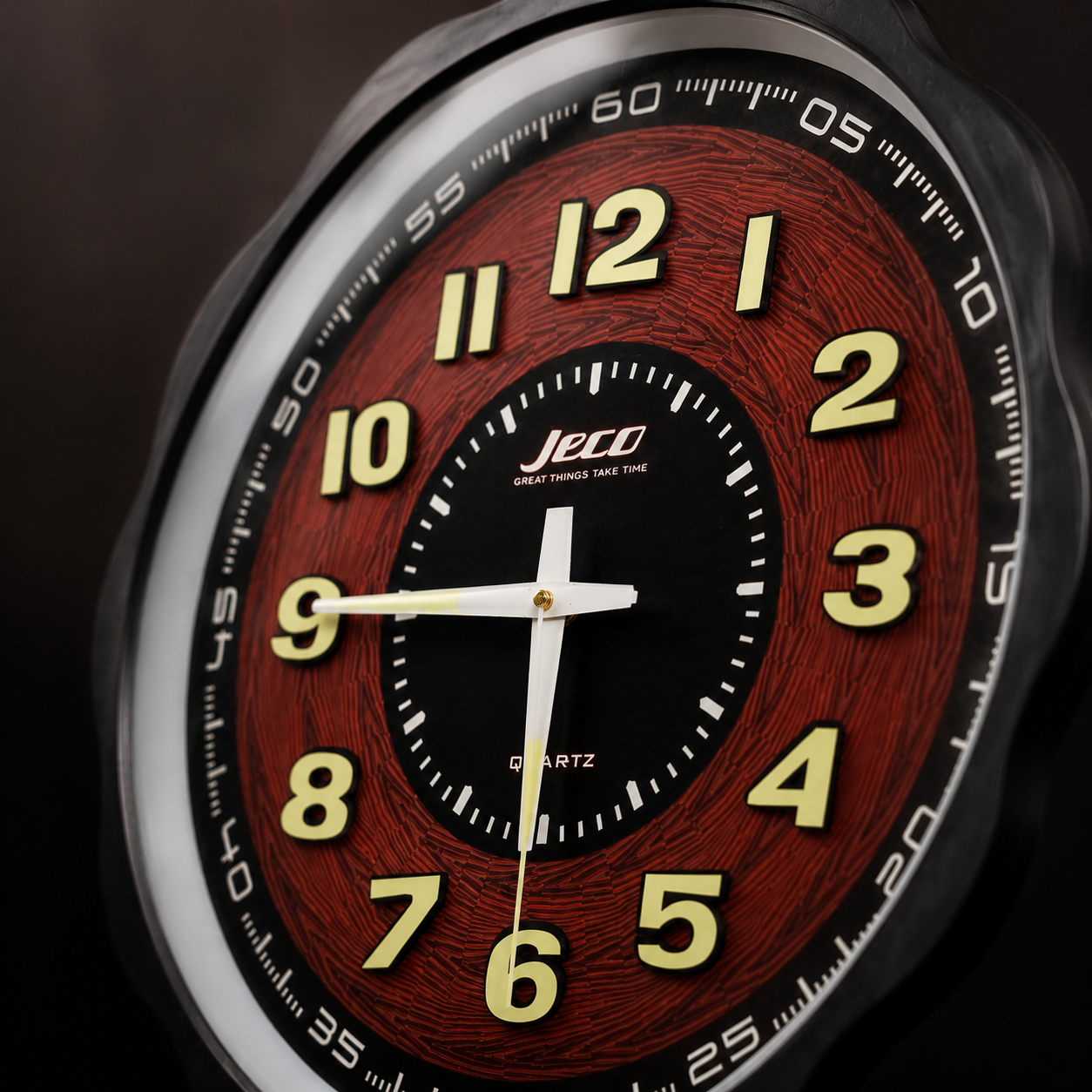 Black Round Shape Wall Clock (Brand : JECO)