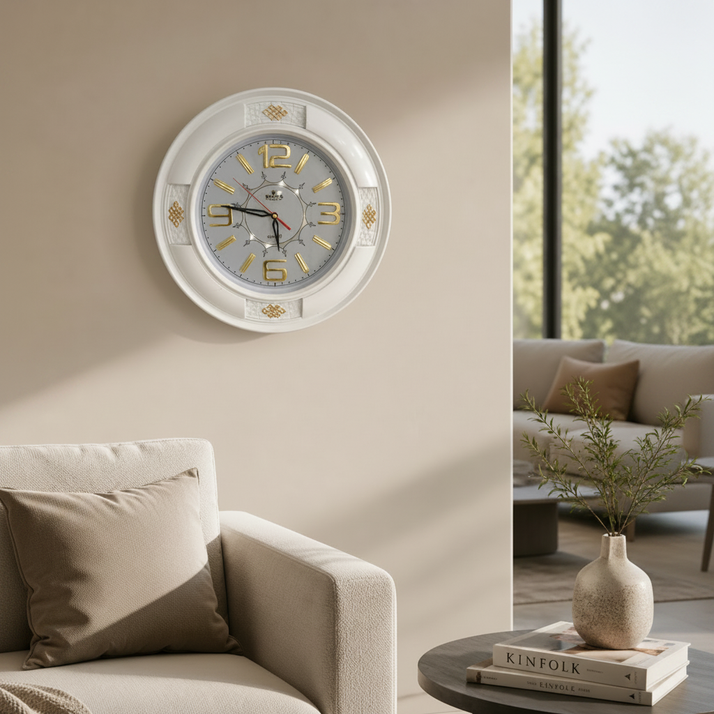 White Round Shape Wall Clock (Brand : BOSS)