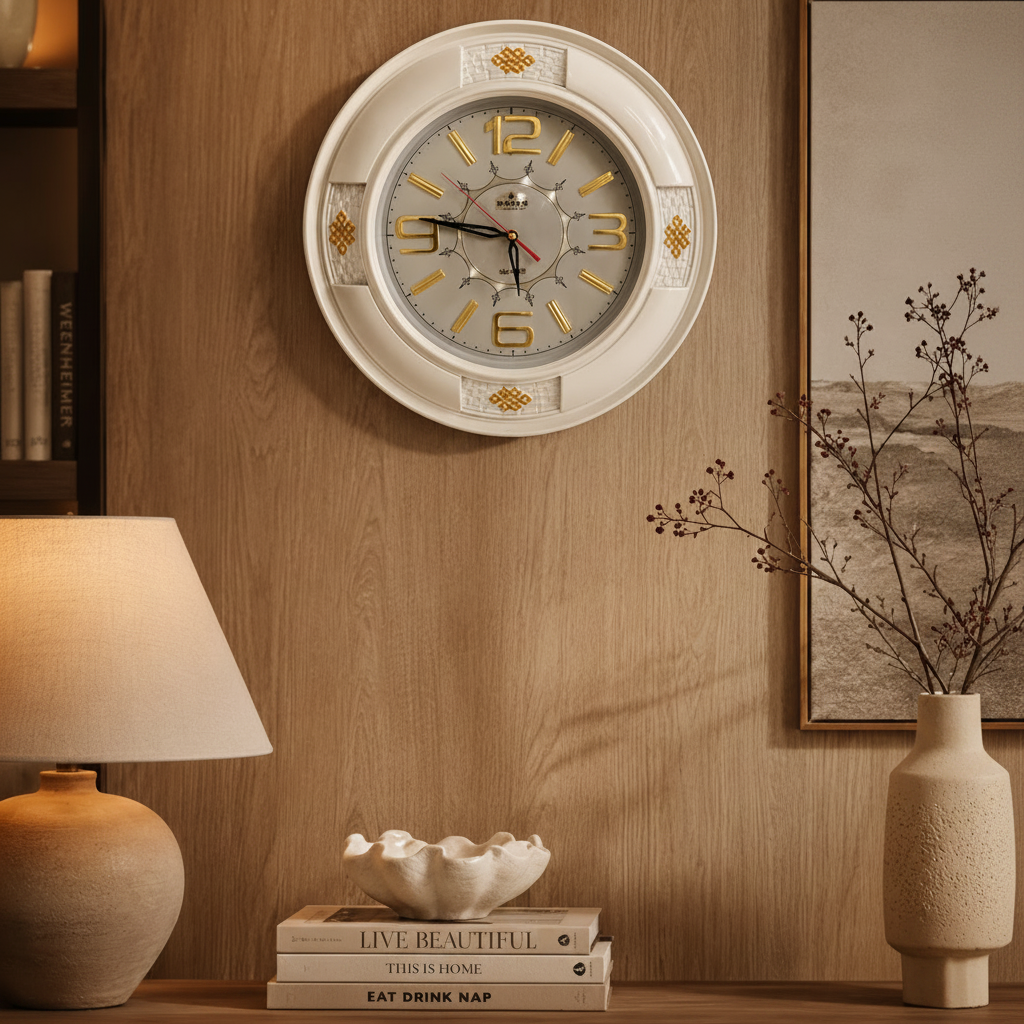 White Round Shape Wall Clock (Brand : BOSS)