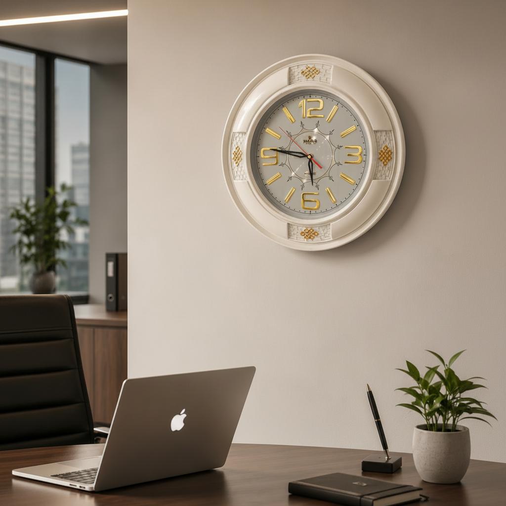 White Round Shape Wall Clock (Brand : BOSS)