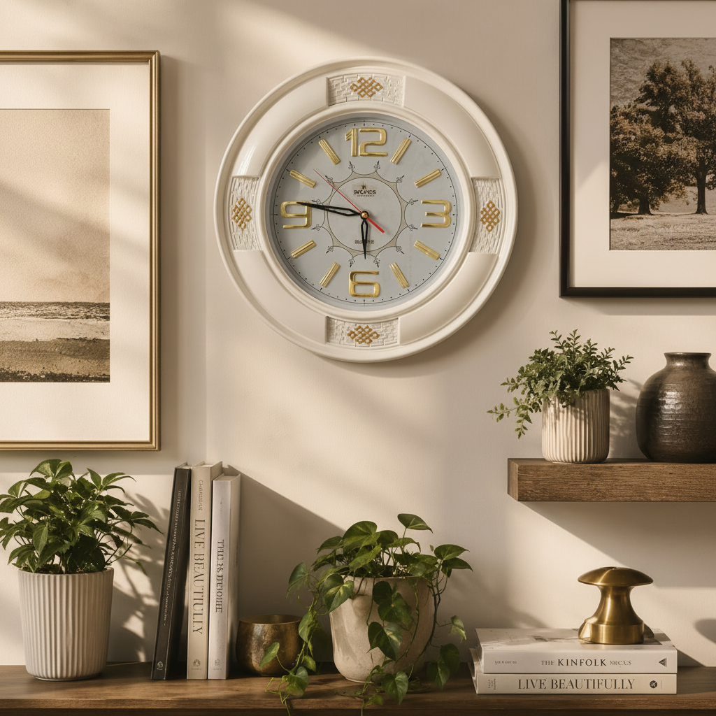 White Round Shape Wall Clock (Brand : BOSS)