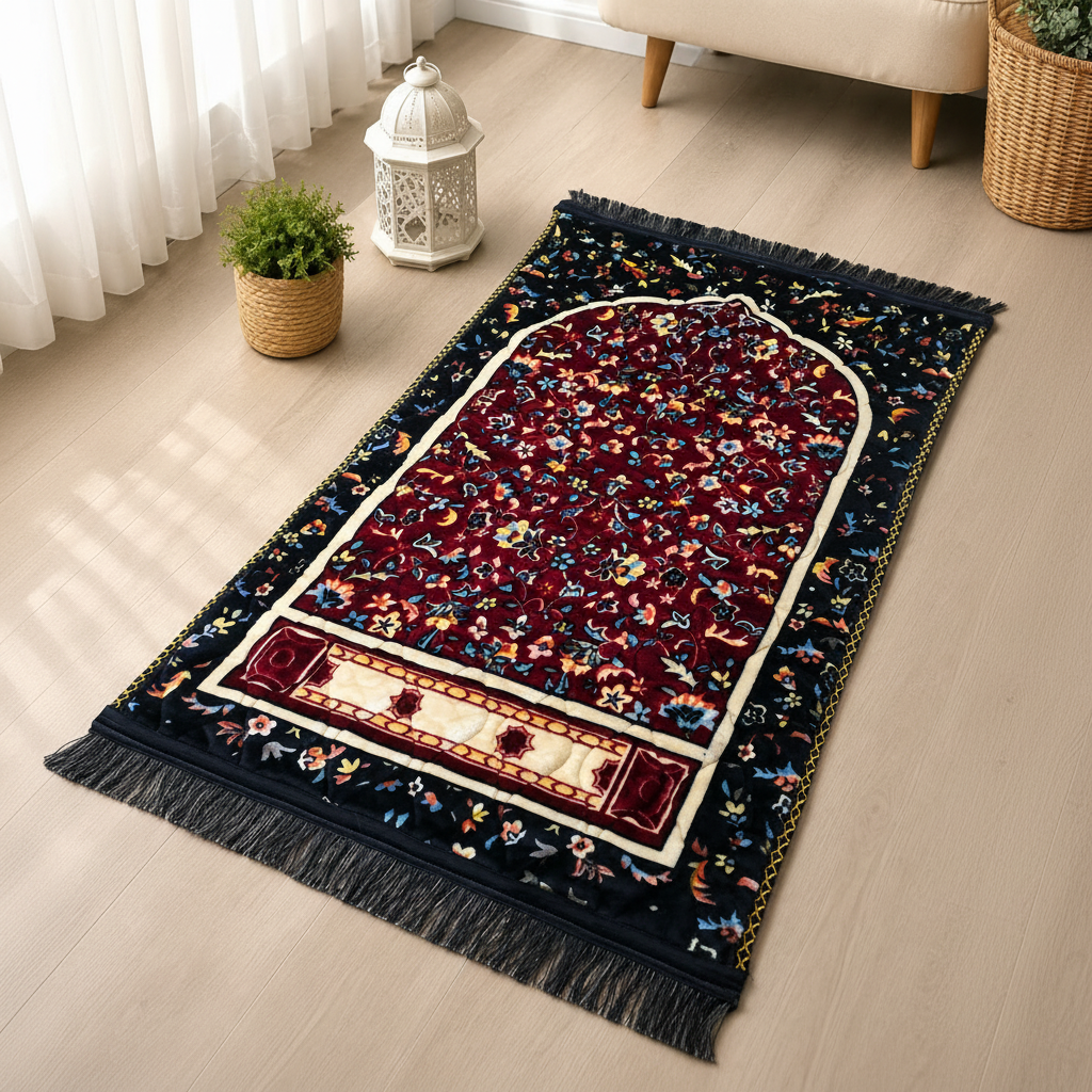High quality Soft Velvet Quilted Prayer Rug (Jaye Namaz)