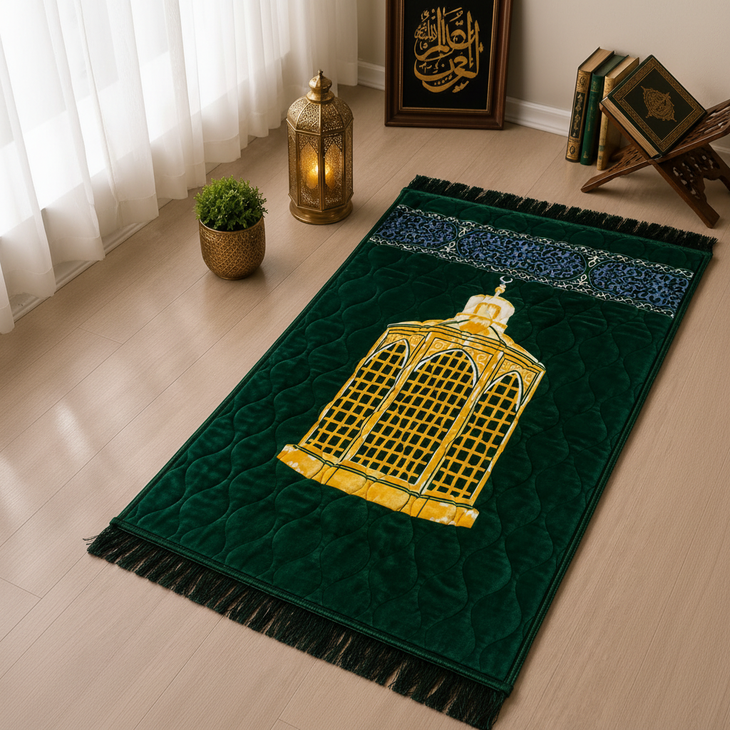 High quality Soft Velvet Quilted Prayer Rug (Jaye Namaz)