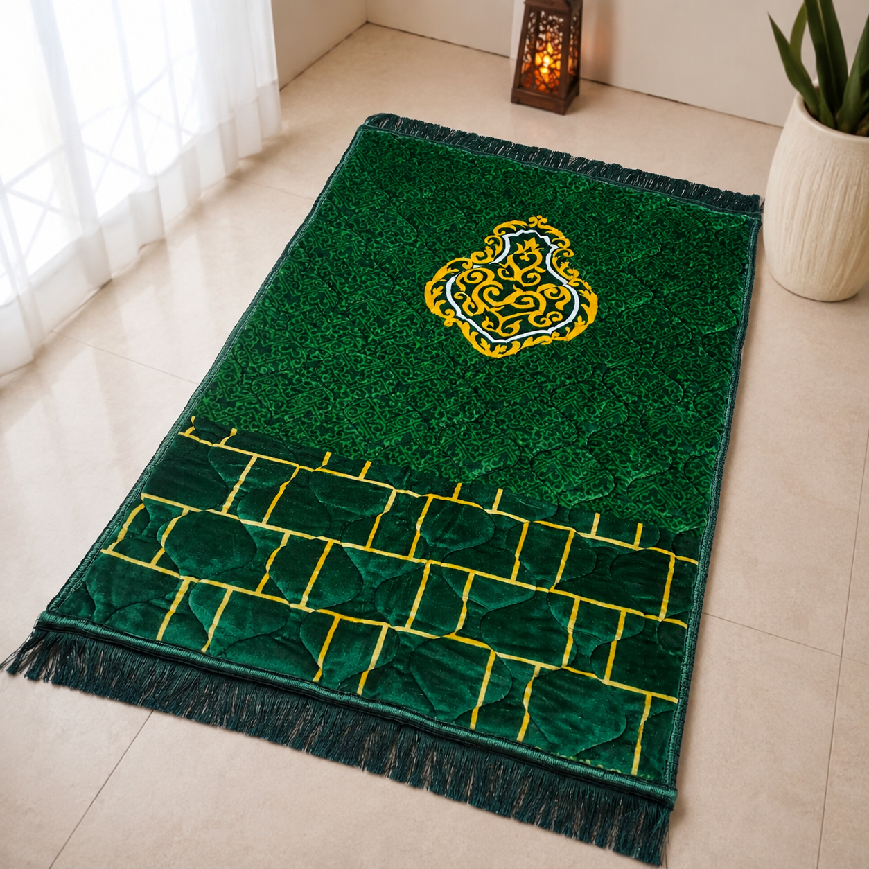 High quality Soft Velvet Quilted Prayer Rug (Jaye Namaz)