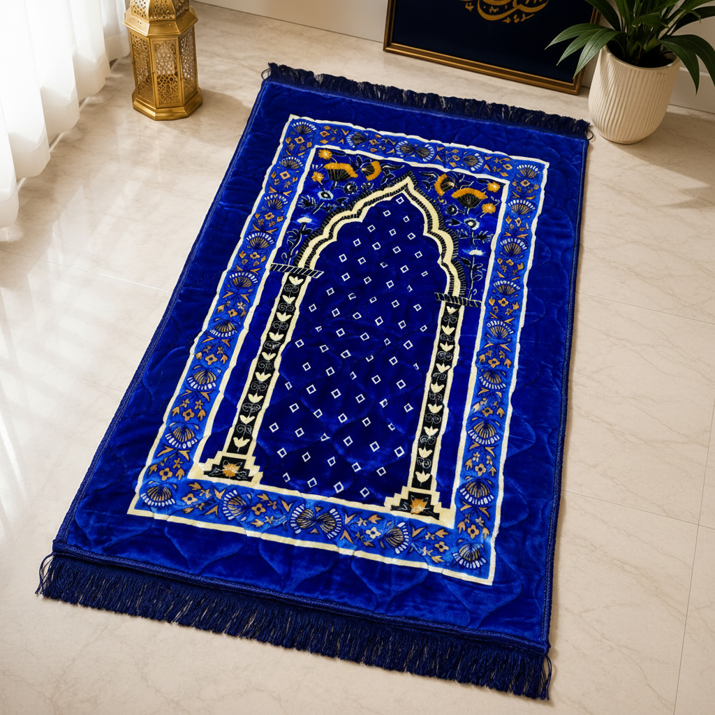 High quality Soft Velvet Quilted Prayer Rug (Jaye Namaz)