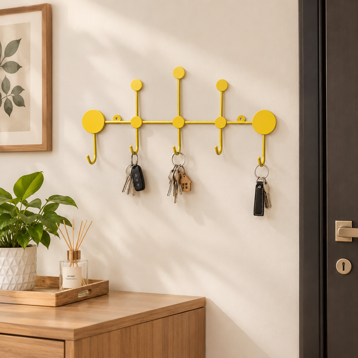 Wall Mounted Key-Holder with 5 Hooks for Home Decor