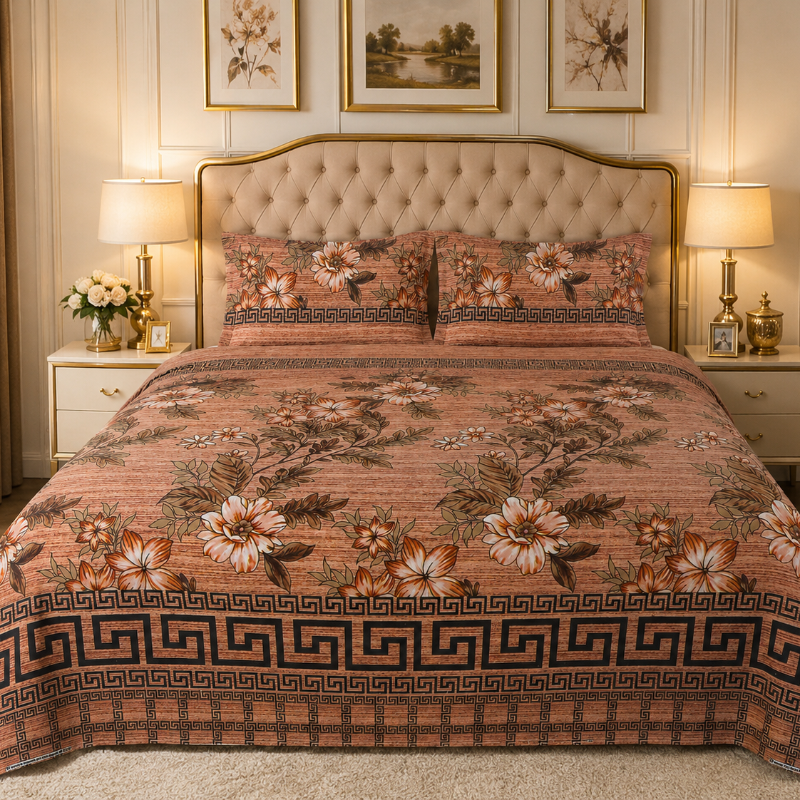 Classic Printed Bed Sheet Set – King Size