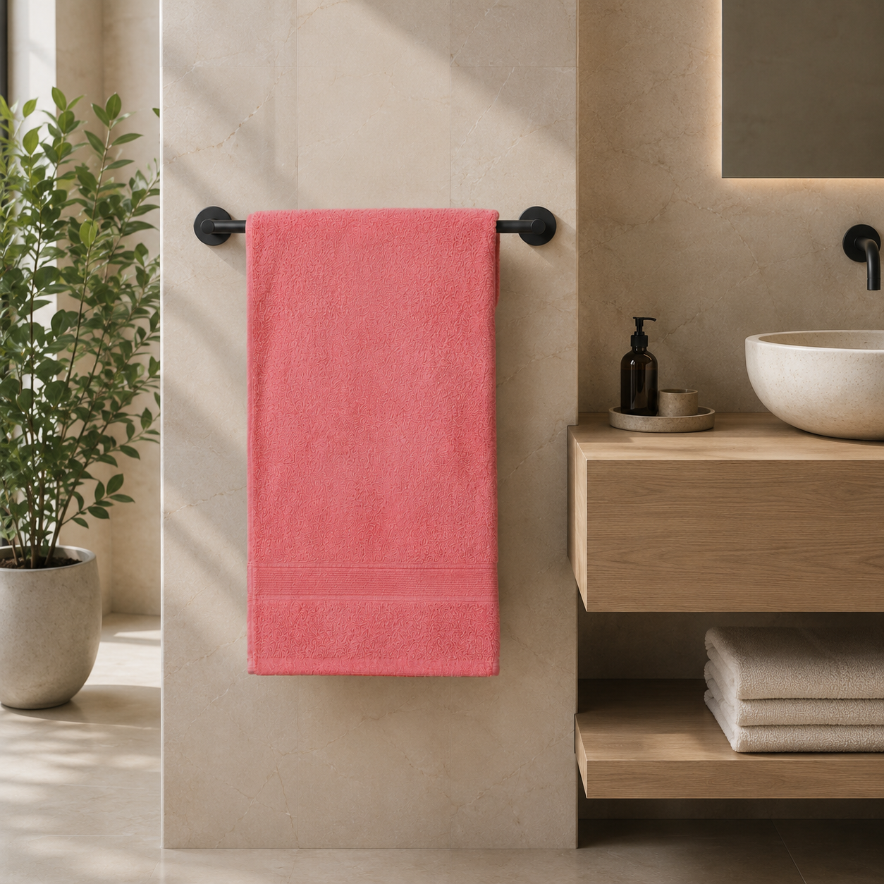 Premium Quality Dyed Bath Towel (Peach)
