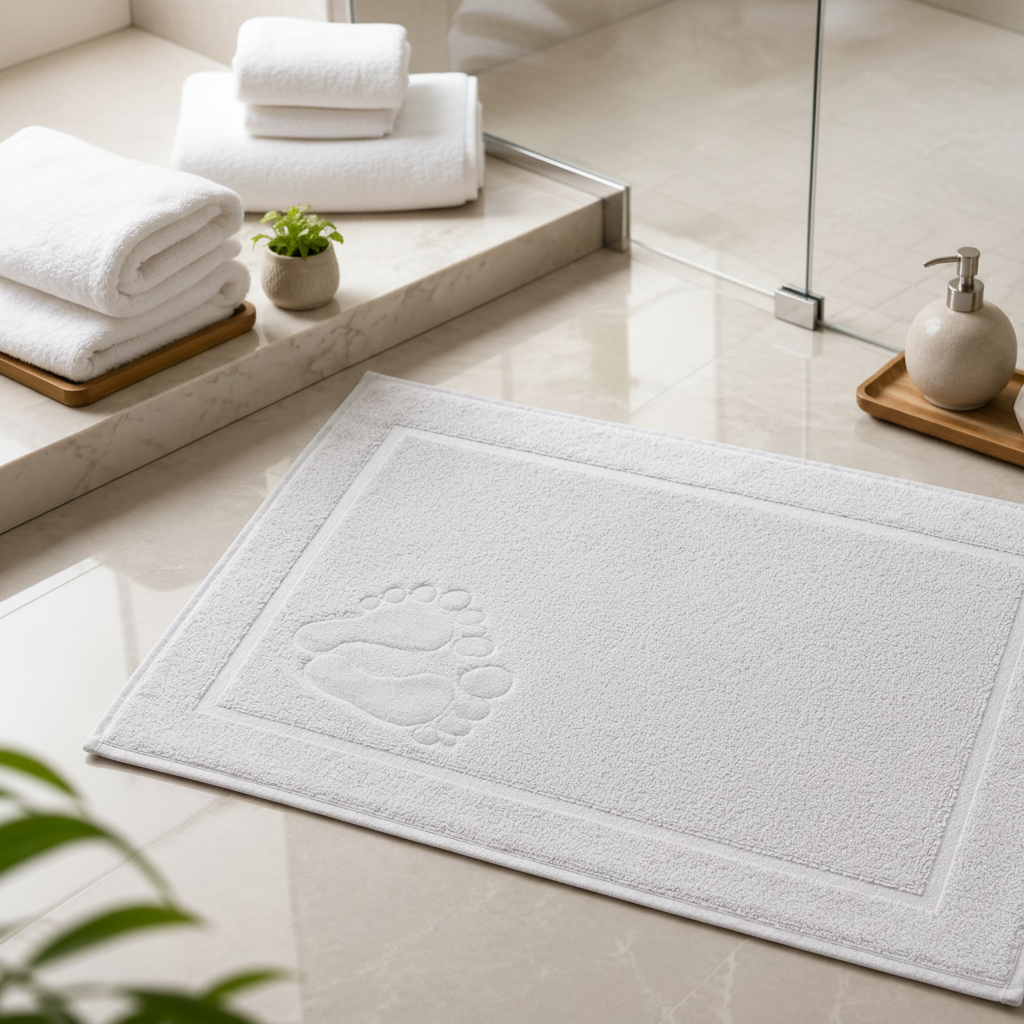 Premium Quality Jacquard Woven Dyed Bathmat (Cream)