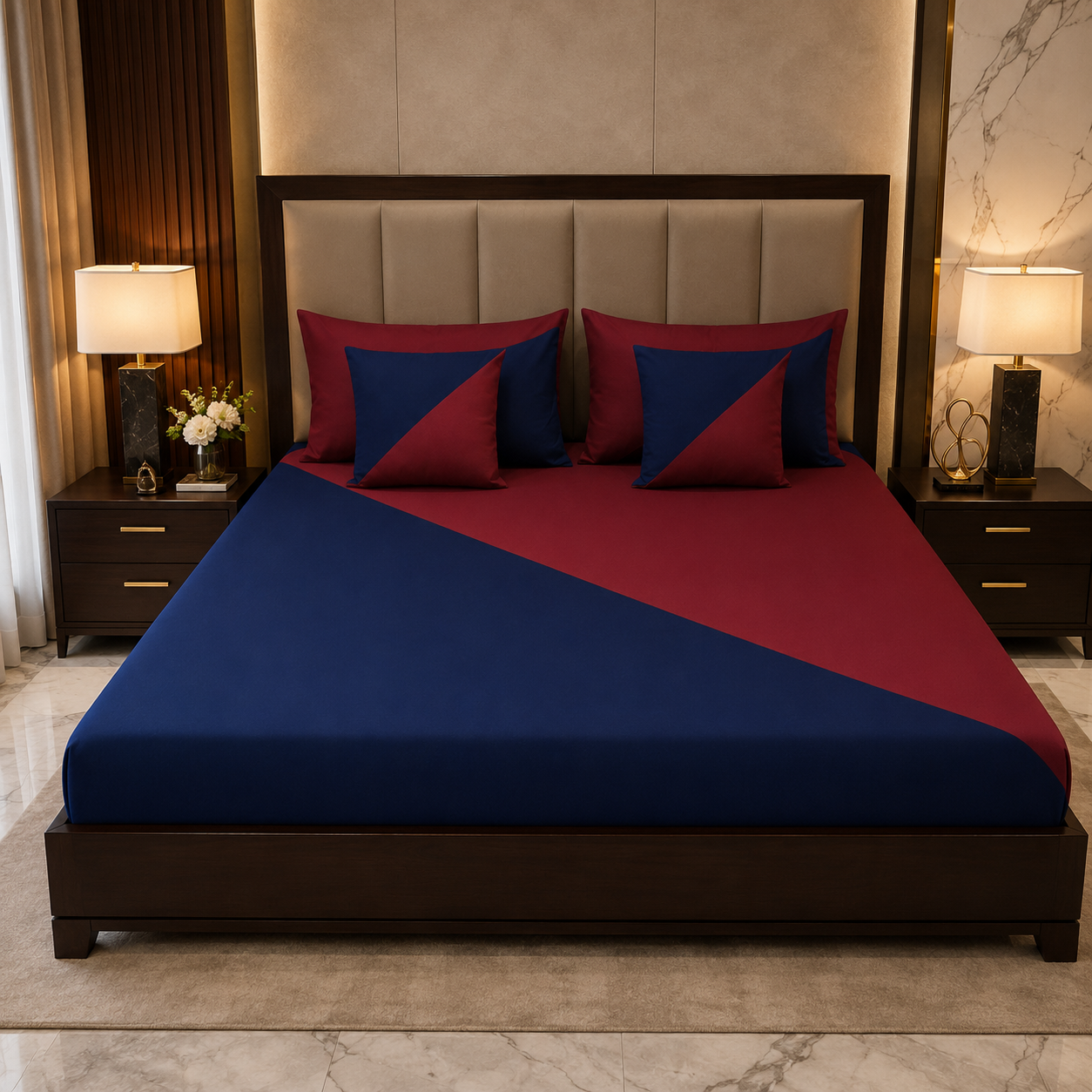 5-Pcs Designer Dyed Bed Sheet Set (King)