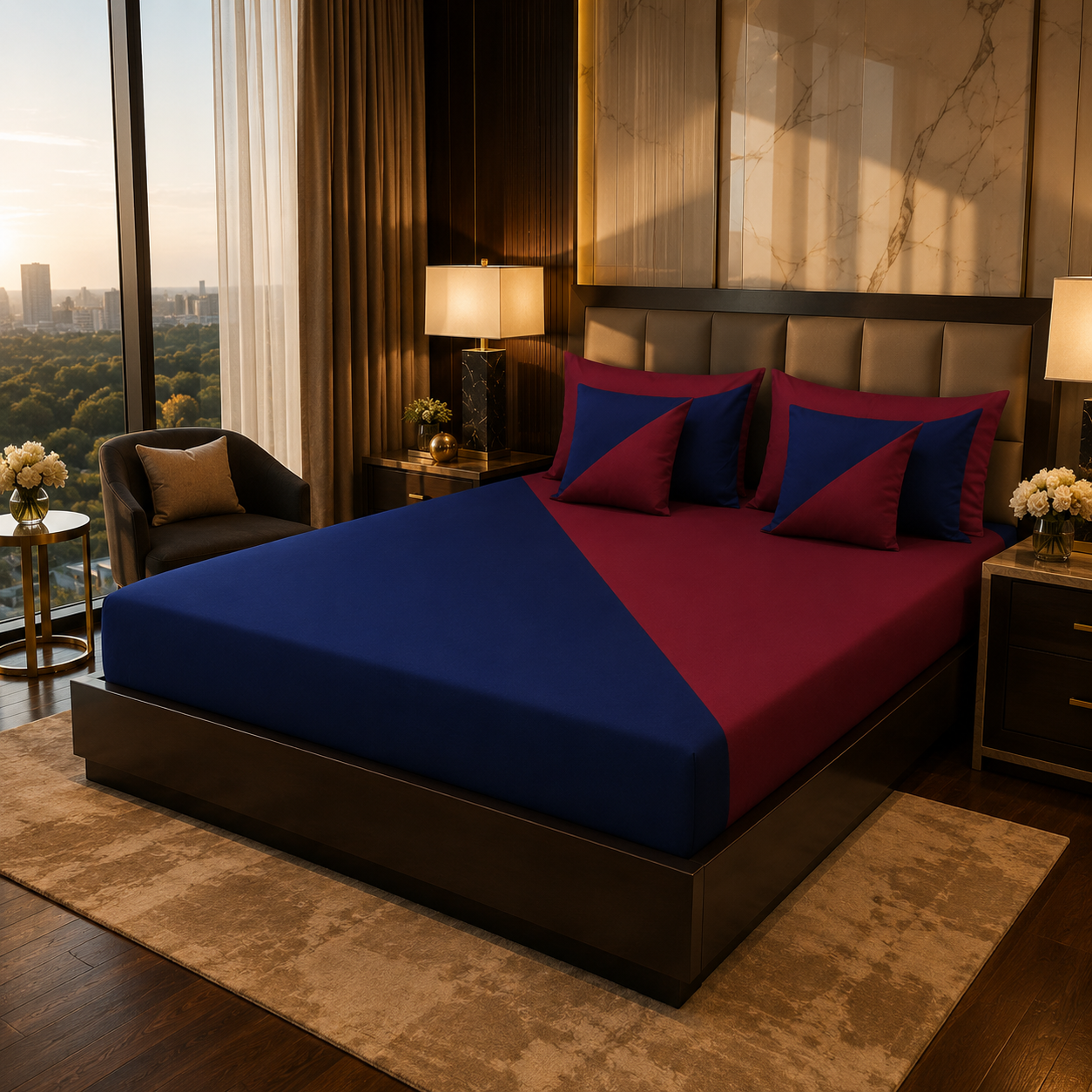 5-Pcs Designer Dyed Bed Sheet Set (King)