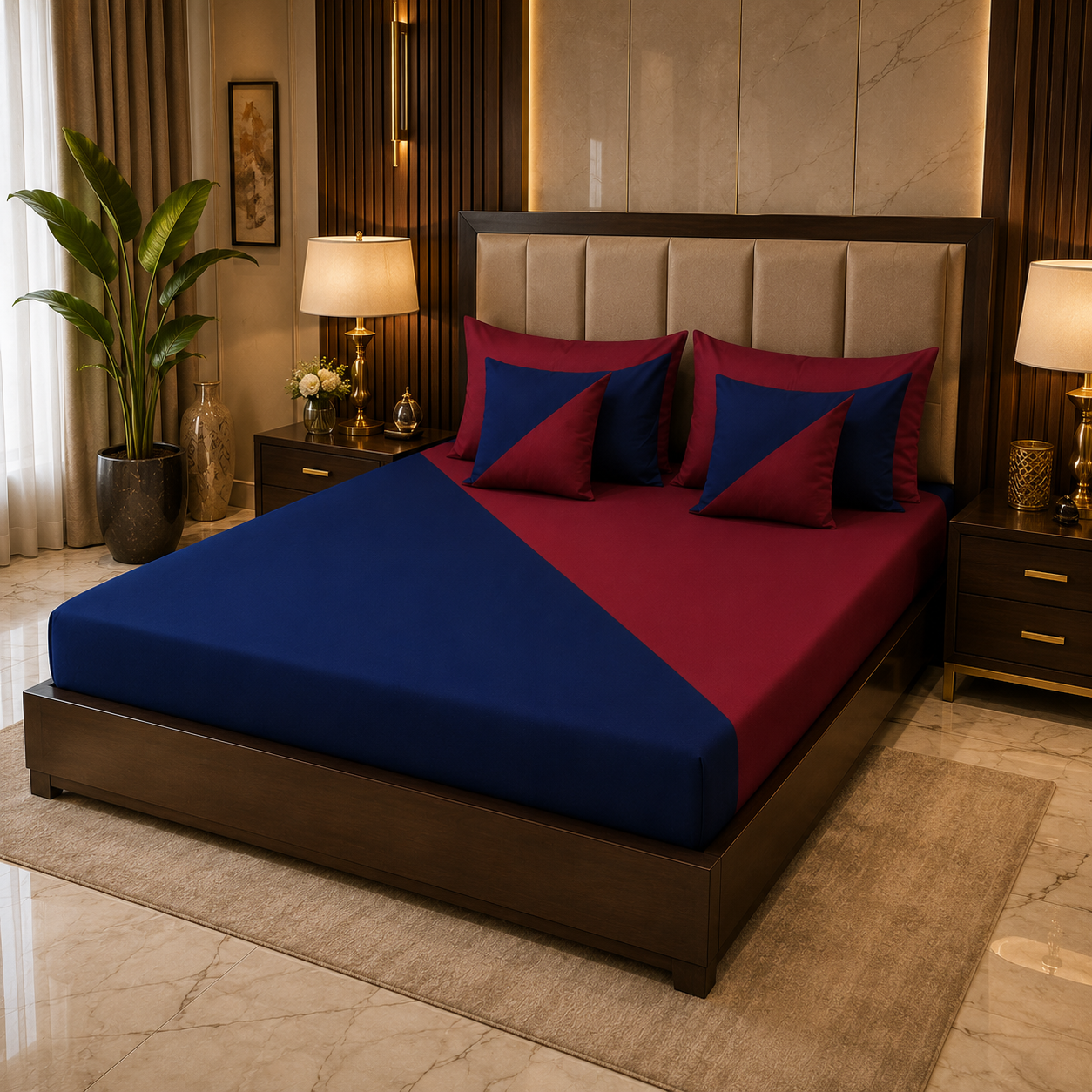 5-Pcs Designer Dyed Bed Sheet Set (King)