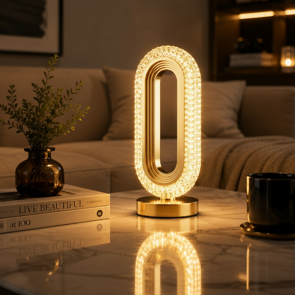 Golden LED Desk Lamp – 3 Light Colours, Portable, Rechargeable, Touch Sensor