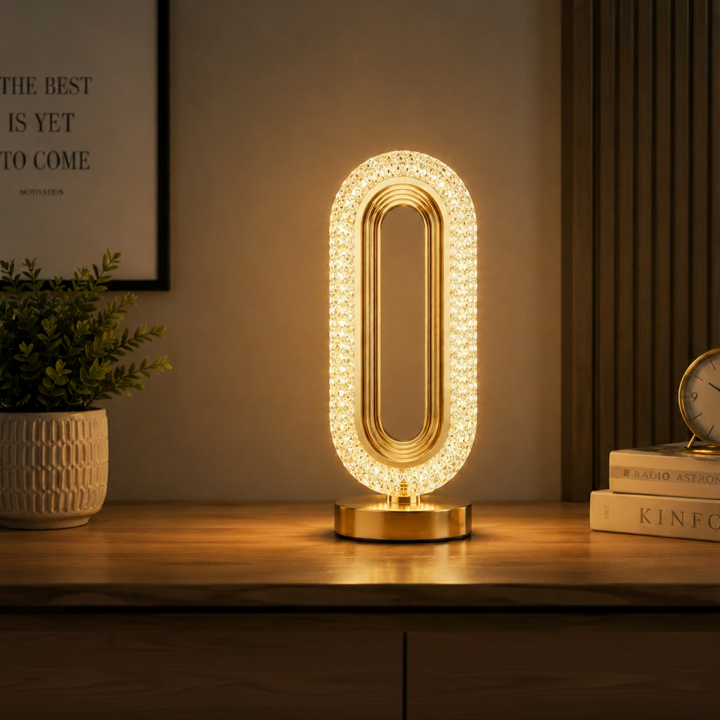 Golden LED Desk Lamp – 3 Light Colours, Portable, Rechargeable, Touch Sensor