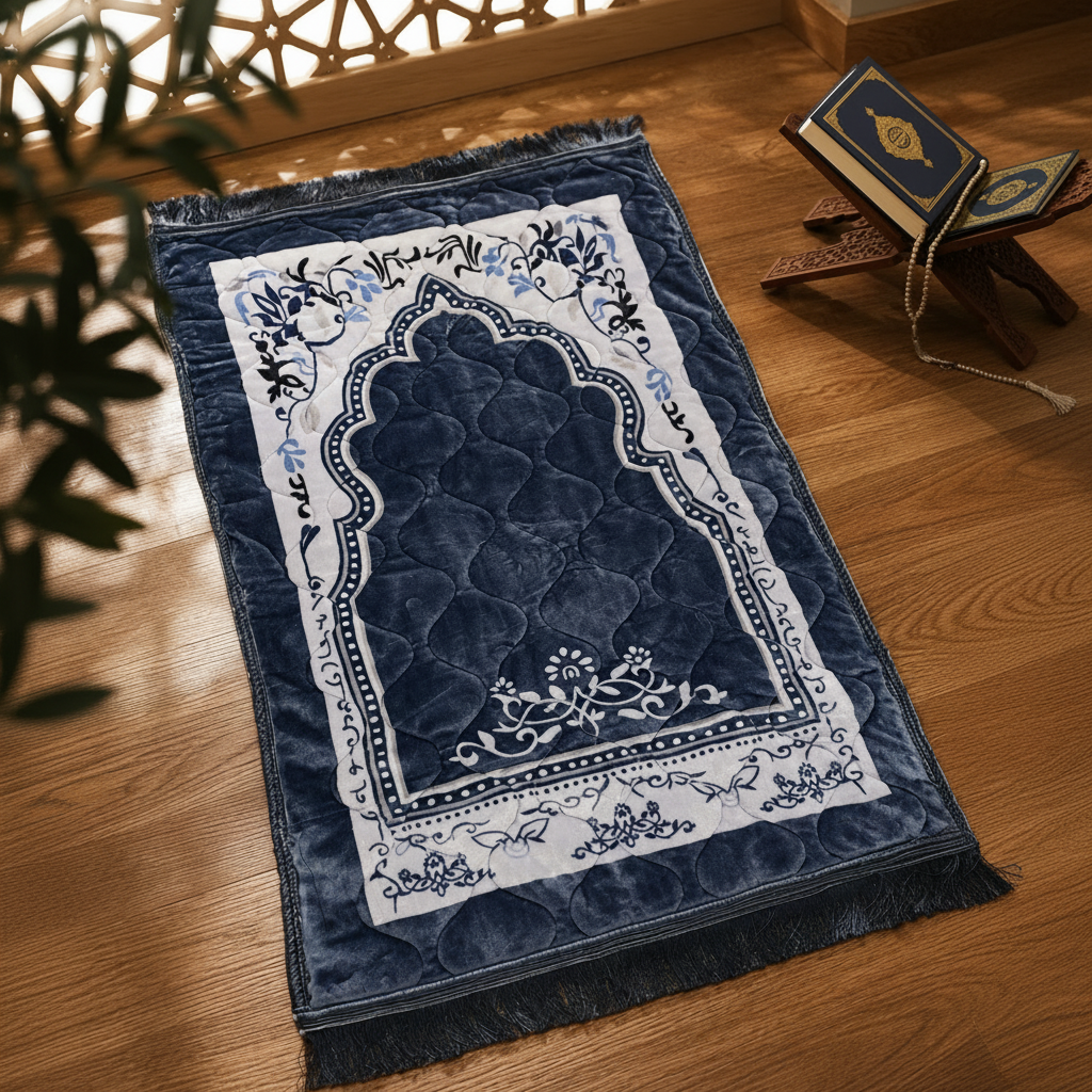 High quality Soft Velvet Quilted Prayer Rug (Jaye Namaz)