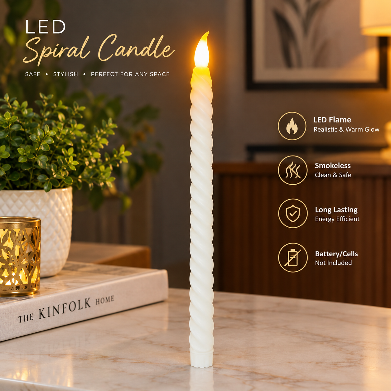 01 LED Smokeless Spiral Candle (without stand & without Battery/Cells)