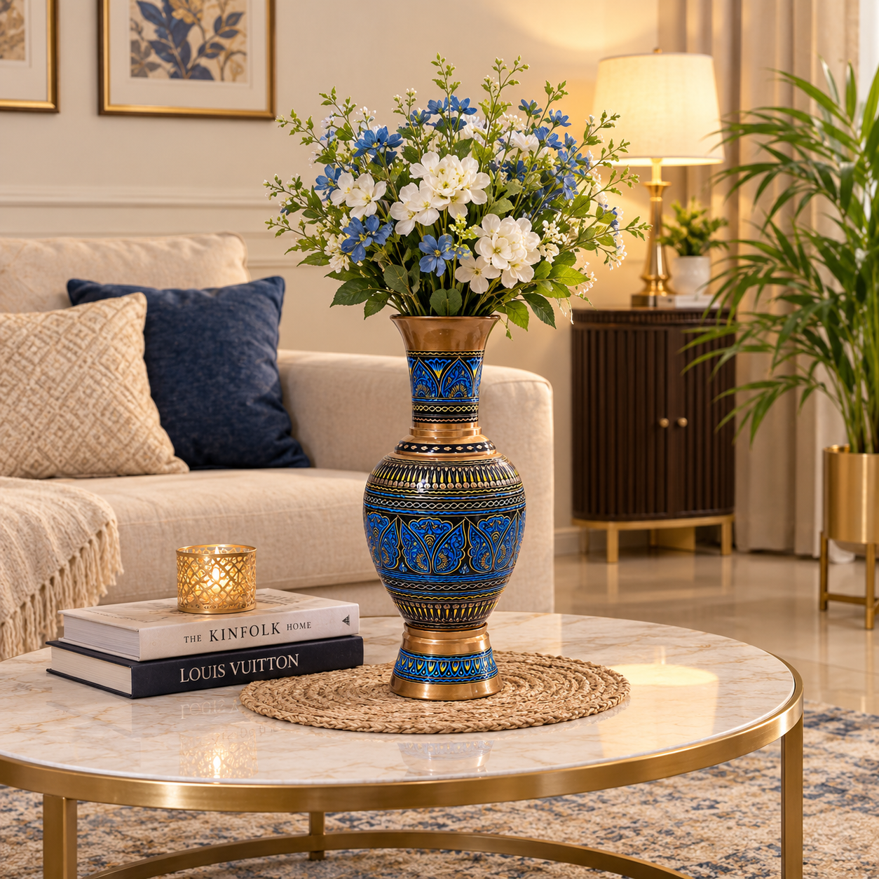 Hand Made Wooden Painted / Naqshi decorative Vase (without Flowers)