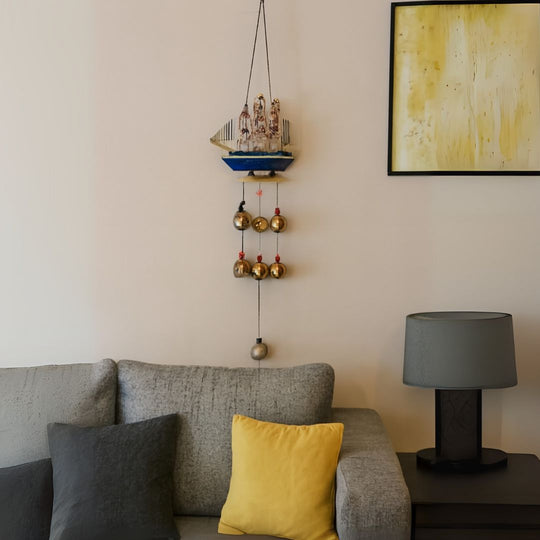 Elegent  Ship Model Wind Chime With Golden Bells