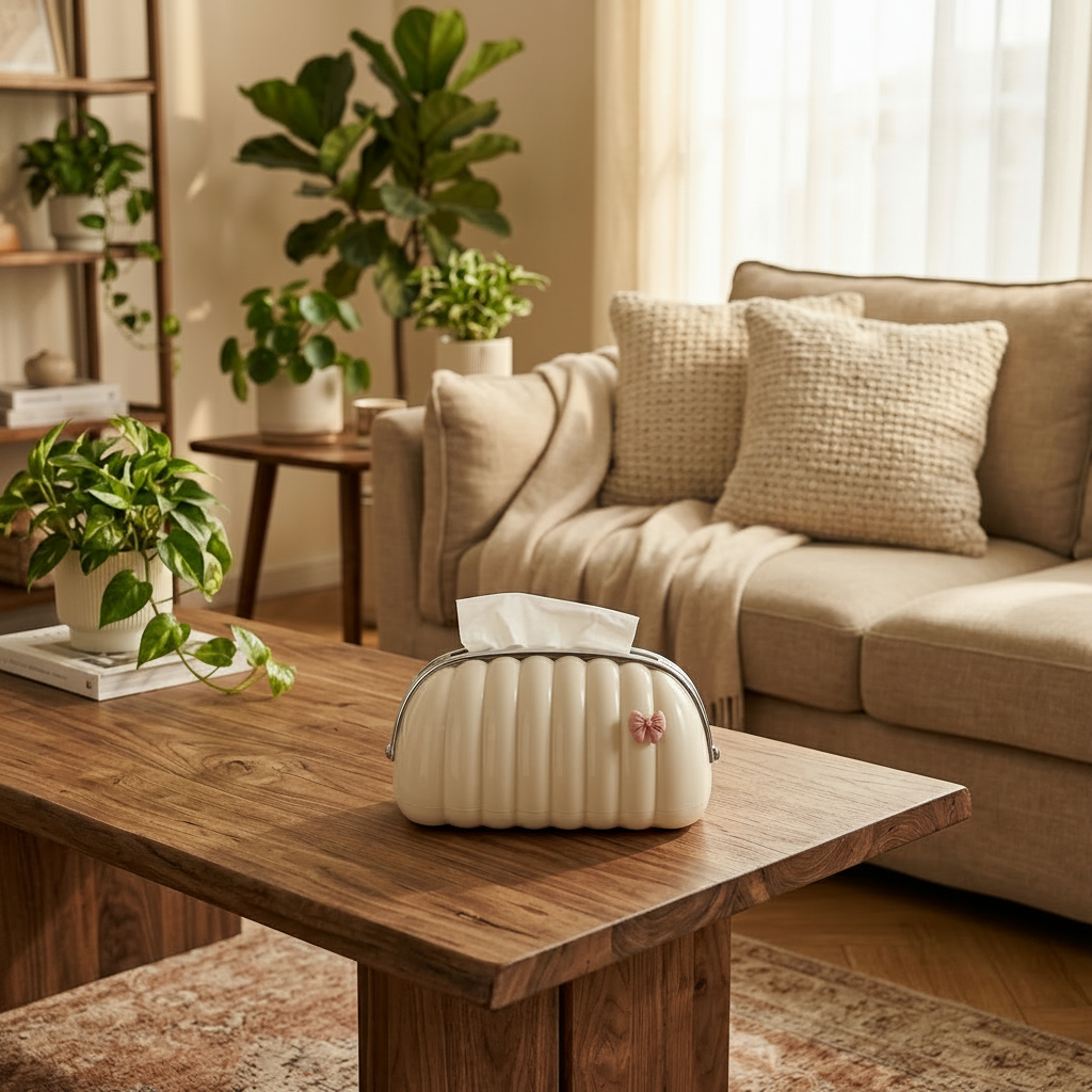 White Shell Shaped Tissue Box
