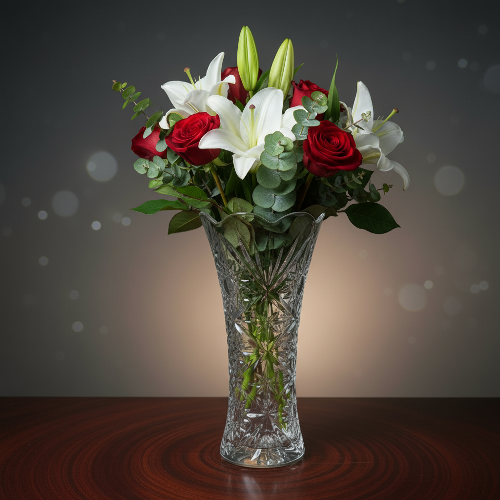Crystal Transparent Glass Vase (without Flowers)