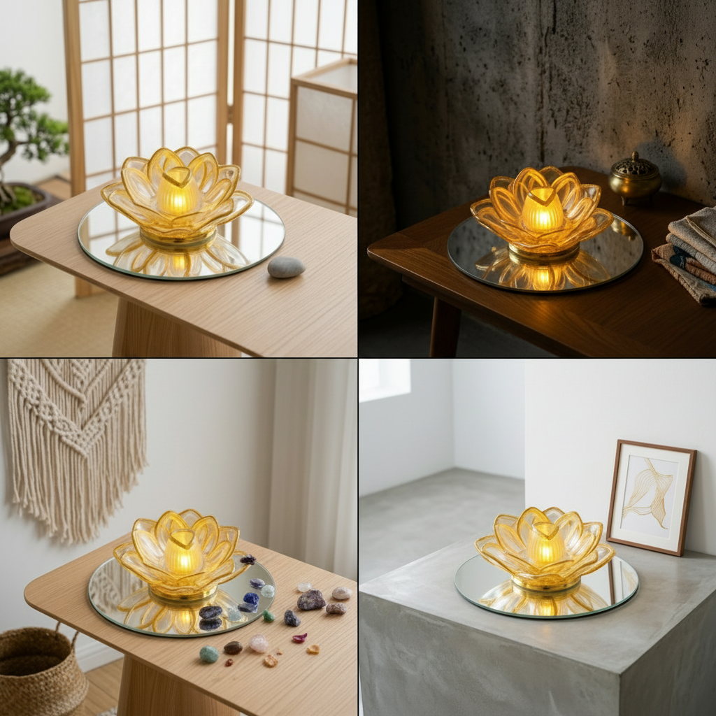 Lotus flower-shaped flameless LED light