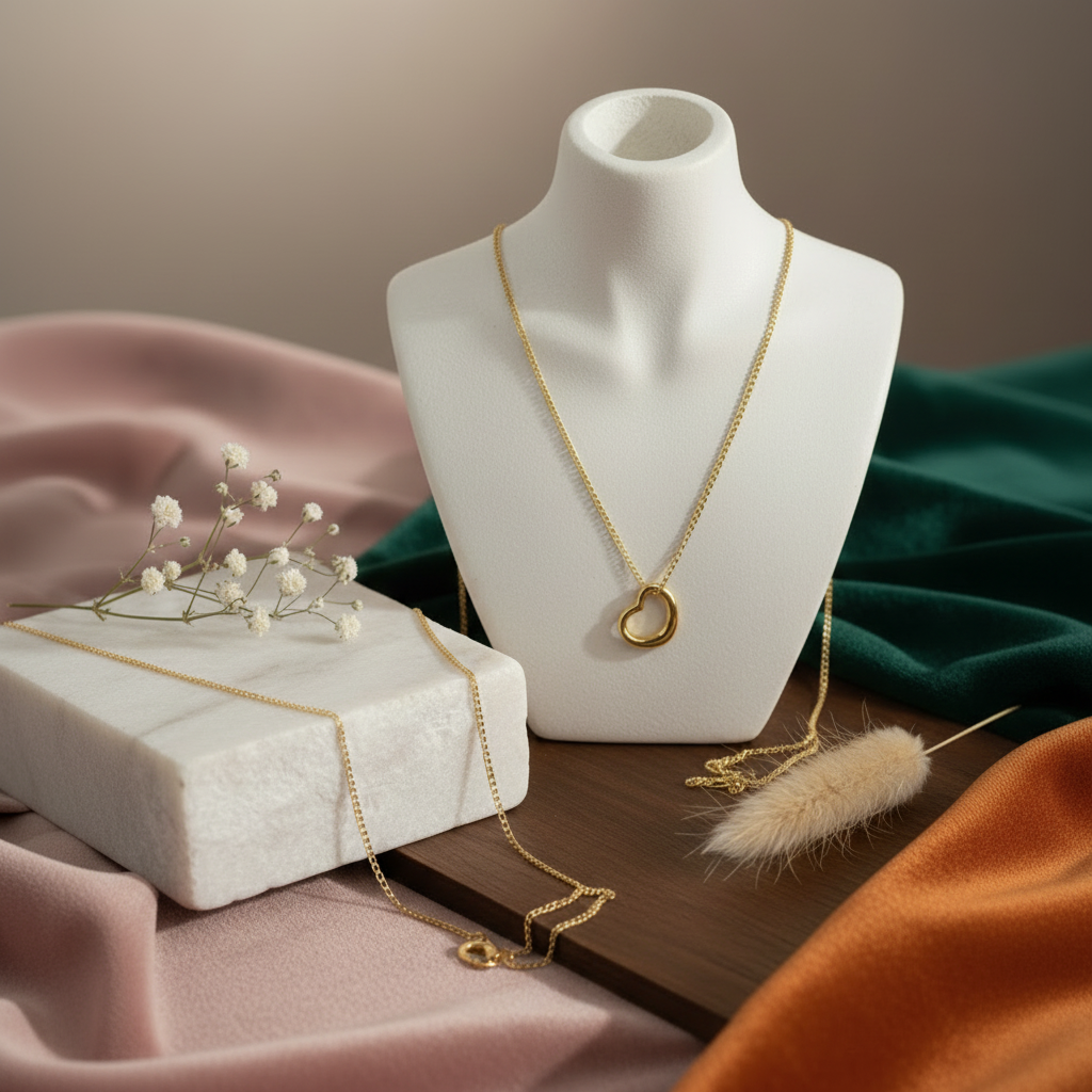 Golden Metallic Heart Charm Locket in Gift Packing